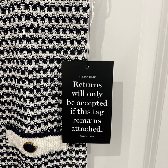 NWT Tuckernuck Navy Stripe Bardot Dress - Picture 2 of 3